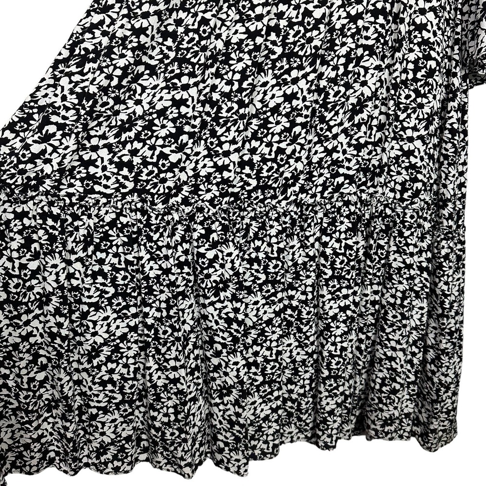 Zara Dress L Black White Floral Bell Sleeve Modest Cottagecore Feminine Boho - Picture 4 of 6